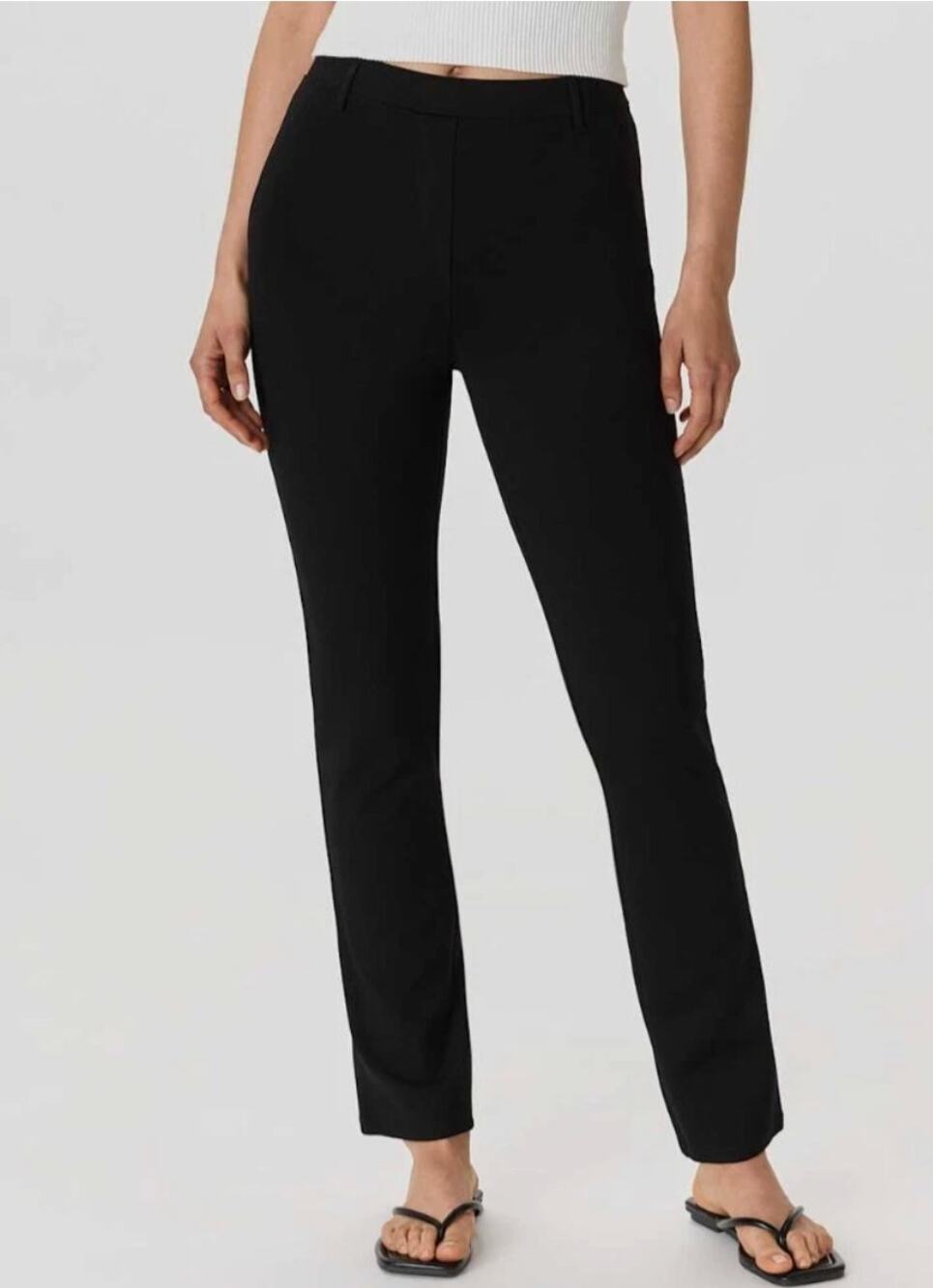 Quince Women's Ultra Ponte Stretch Black Straight Leg Pull On Pants Chic Size L